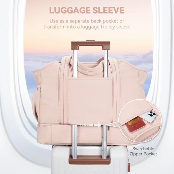 Weekender Bags for Women Travel Duffle Waterproof Gym Bag with Shoe Compartment, - Picture 5 of 7